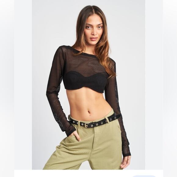 MAS Intimates super cropped mesh long sleeve top - Picture 5 of 6